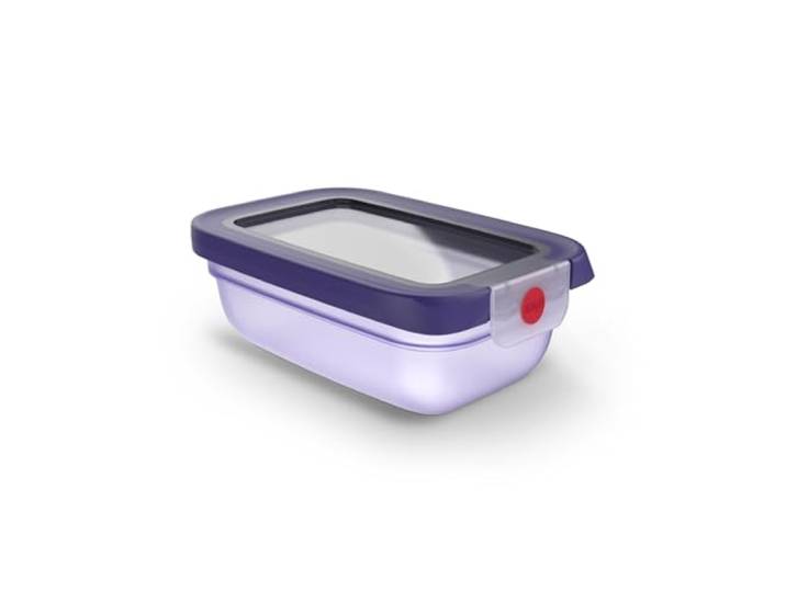 EMSA oneClick Frischhaltedose, verschlossen mit nur 1 x Klick, Lebensmittel 2 x länger frisch, 100% dicht, Made in Germany, 0,5L, gefrier-, mikrowellen- und spülmaschinengeeignet, violett, N1210300