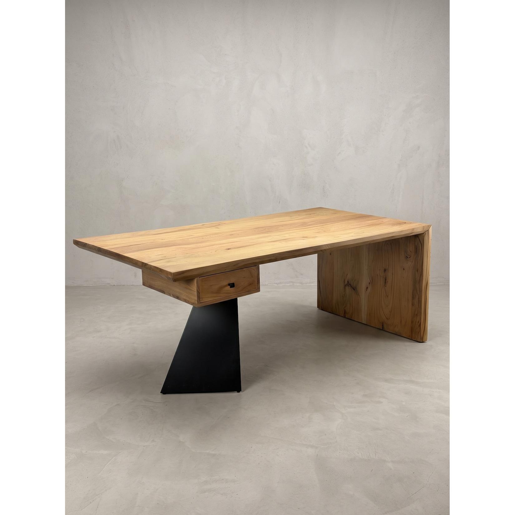 Schreibtisch Akazie Massivholz Akazie-Natur 180x90x77 cm Kadima