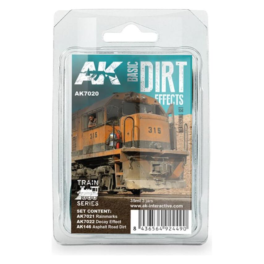 AK Interactive Basic Dirt Effects Weathering Set Train Series (AK7020)