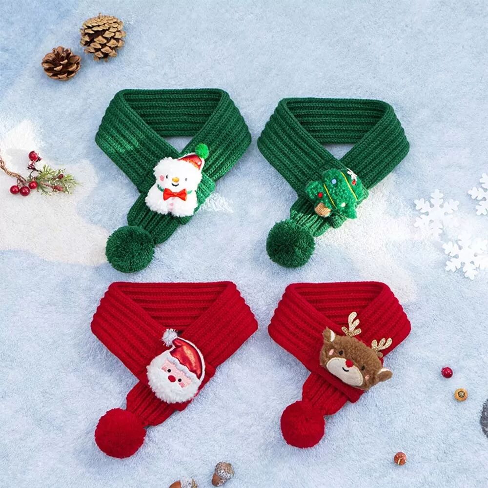 INF Grüner Weihnachtsbaum Haustierschal - Strickstoff, weicher & atmungsaktiver Katzen- & Hundehalsband L
