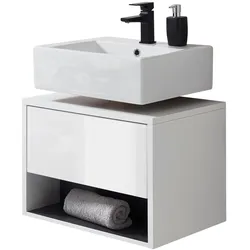 WASCHBECKENUNTERSCHRANK weiß Hochglanz, grau 60 cm, hängend
