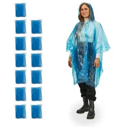 Relaxdays Einweg Regenponcho 13er Set Blau