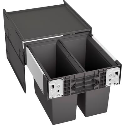 Mülltrennsystem BLANCO "Select II 45/2", schwarz, B:40cm H:36cm T:42cm, Kunststoff, Mülleimer, Mülltrennsystem, Kunststoff, Stahlblech, 450 mm Untermass