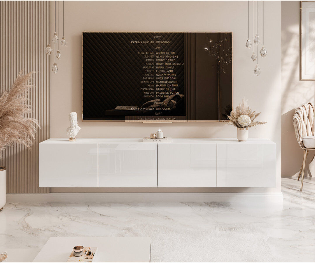 Metro TV-Lowboard TV-Unit ANGEL White Gloss 36cm H x 200cm L x 40cm W