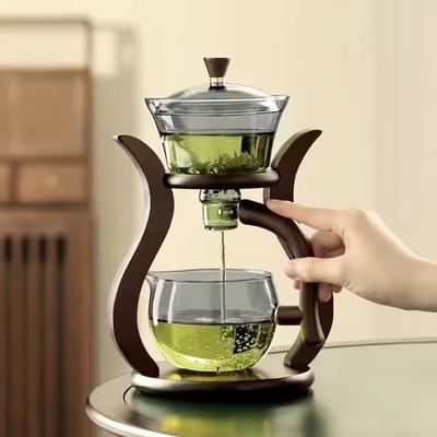 Uplifted Finds Lazy Kung Fu Glass Tea Set With Infuser And Magnetic Semi Automatic Drip teapot