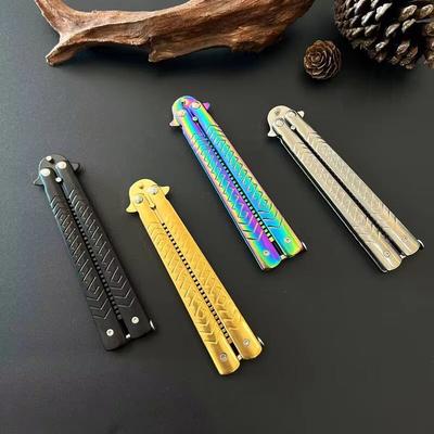 Inspired Finds CSGO Style Butterfly Comb Foldable Stainless Steel Practice Toy (Beginner Balisong Trainer) 4pcs 4 colors Comb