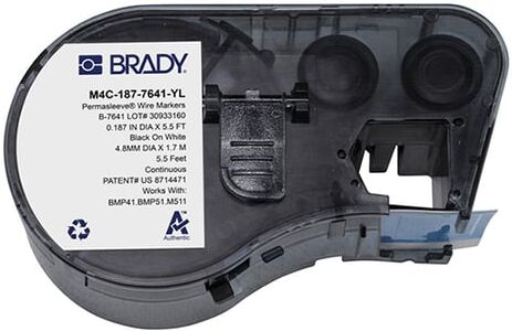 Brady M4C-187-7641-YL fita termoencolhível preto sobre amarelo 8,50 mm x 2,13 m