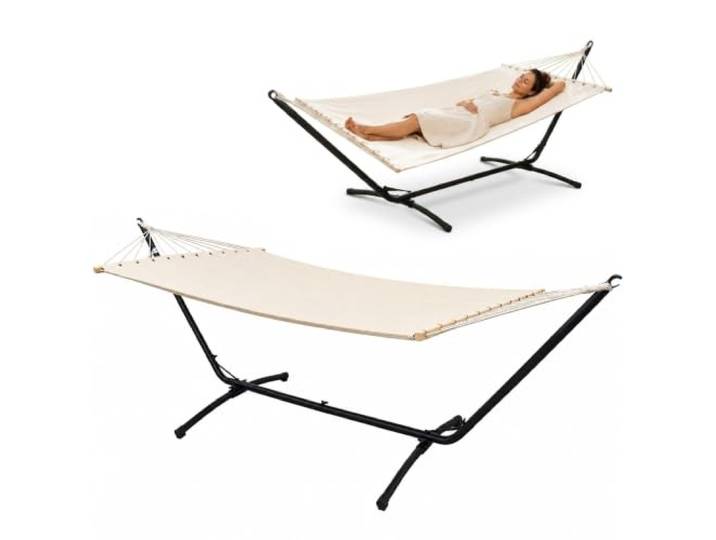 AMANKA Outdoor Hängematte mit Gestell 2 Personen - 310cm Hängemattengestell bis 120kg - 200x120 Hängematte für Garten mit Gestell Hängematte für Balkon Hängeliege mit Gestell Boho Gartenliege Hängend