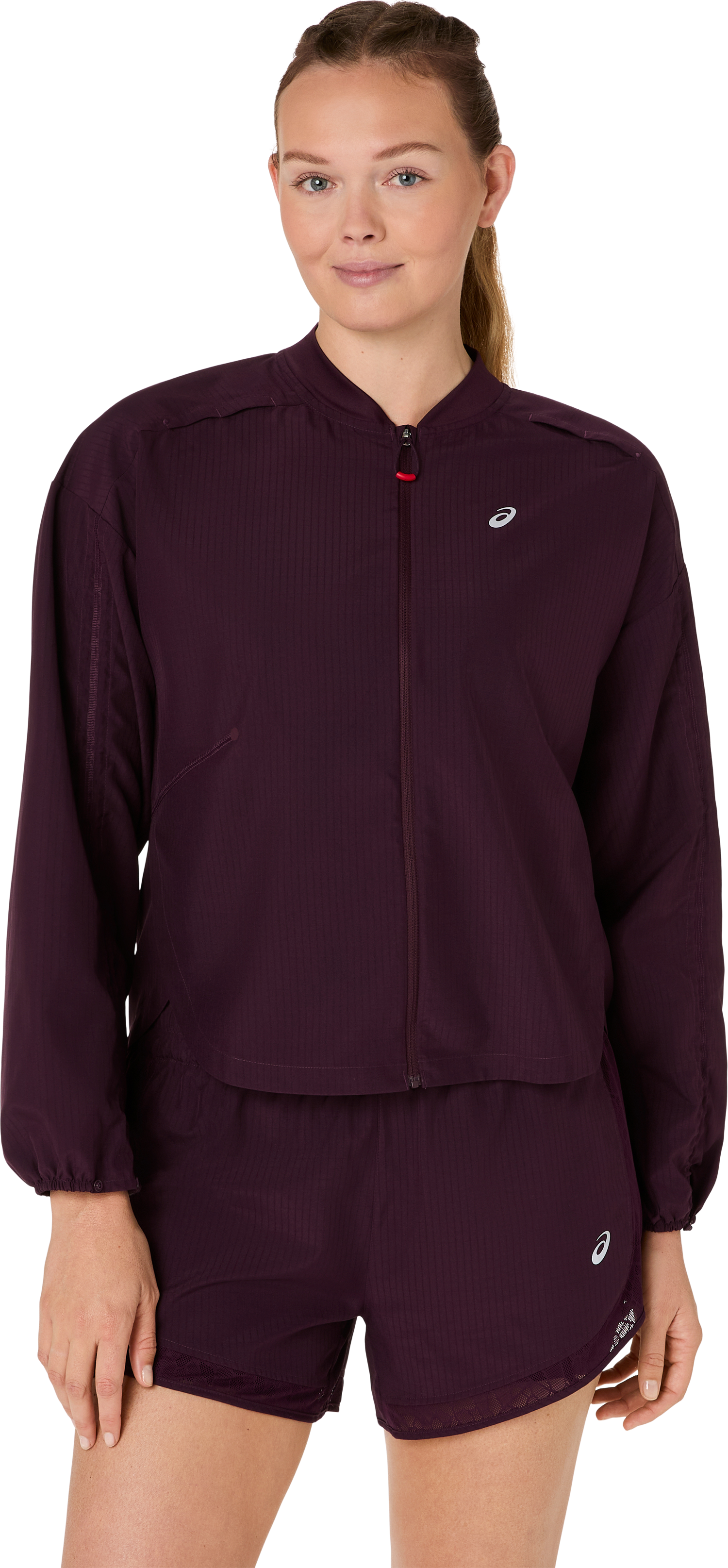 Laufjacke ASICS, Damen, Gr. S, schwarz aubergi, Obermaterial: 100% Polyester, Jacken Laufjacke, ACTIBREEZE™ Technologie, Wasserabweisend, Atmungsaktiv schwarz aubergi S