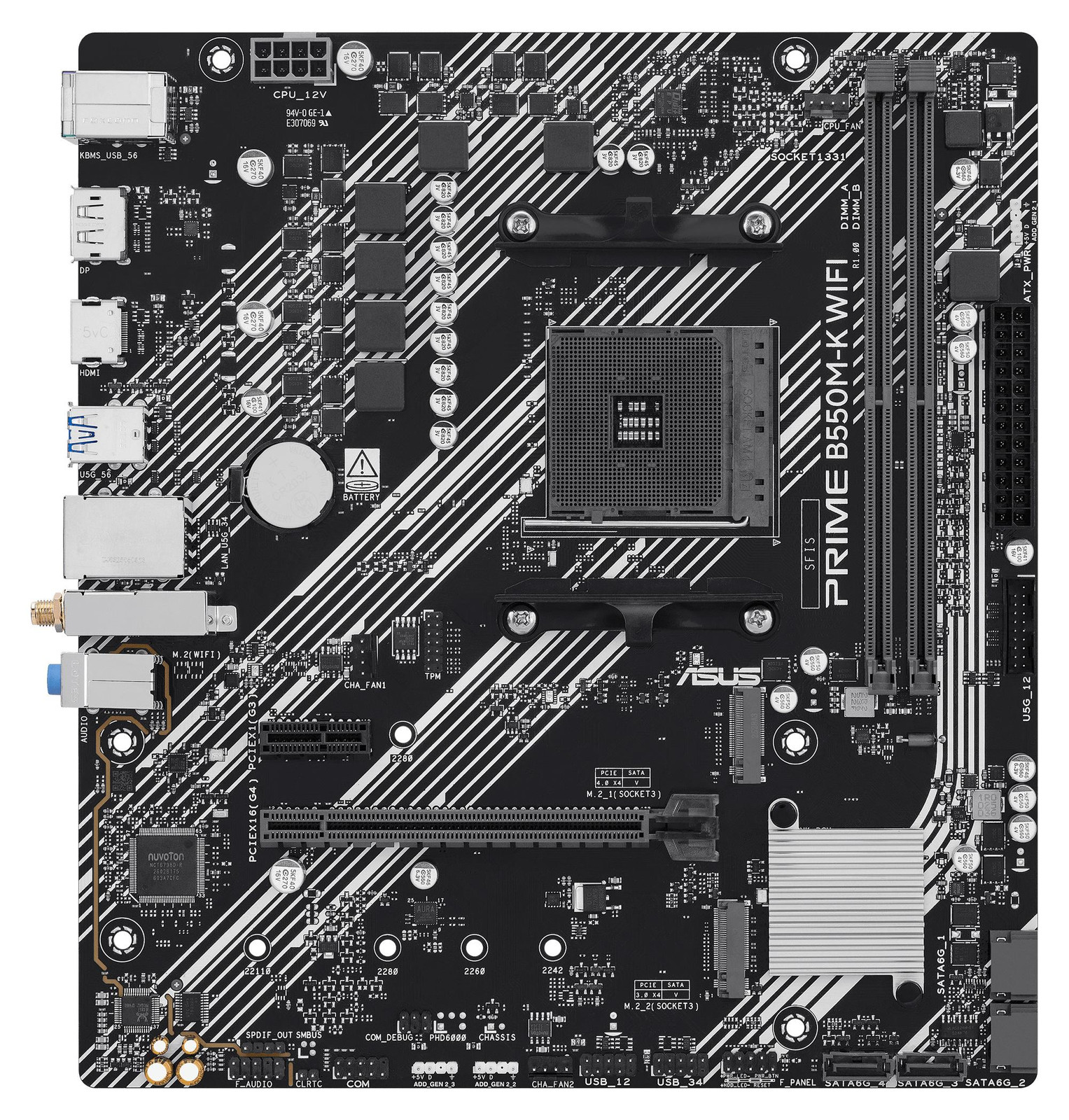 Asus PRIME B550M-K (WI-FI) moederbord, AMD AM4, DDR4, mATX