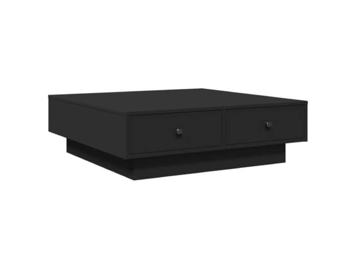 Favemtsl Couchtisch Schwarz 90x90x28 cm Holzwerkstoff Beistelltisch Stilvoller niedriger Wohnzimmertisch aus Holzwerkstoff mit Stauraum, Metallknauf und robuster Tischplatte bis 75 kg.
