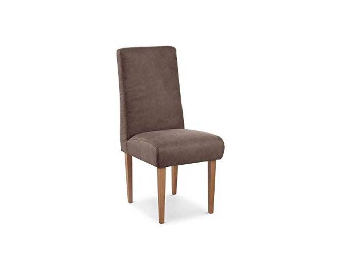 CAVADORE Esszimmerstuhl Kira / Polsterstuhl für Küche, Esszimmer oder Wohnküche in Lederoptik / Passend zur Küchengarnitur Kira / 48 x 103 x 62 / Hochwertiges Mikrofaser: Graubraun