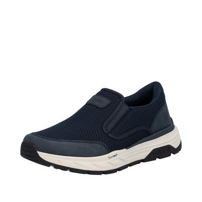 Slip-On Sneaker RIEKER, Herren, Gr. 41, blau (nachtblau), Lederimitat, Textil, unifarben, Schuhe, Slipper, Schlupfschuh, Halbschuh, Freizeitsneaker mit Gummizüge