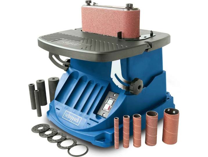 Scheppach Ponceuse à cylindres oscillante OSM600 Ponceuse à cylindres Puissance 450W Course d'oscillation 16mm Vitesse de rotation 2000 min-1 Accessoires inclus
