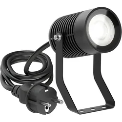 ledscom.de Gartenstrahler SHINGA für außen, IP65, Stecker, schwarz, inkl. GU10 LED Lampe 1179lm, weiß