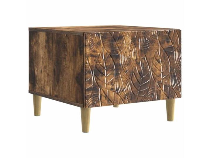 KMVXCVNM Couchtisch mit Schublade 50x49x40cm Holzwerkstoff Braun Kompakter Beistelltisch fürs Wohnzimmer: Massive Eukalyptusbeine bieten stabilen Stand für Snacks und Magazine.