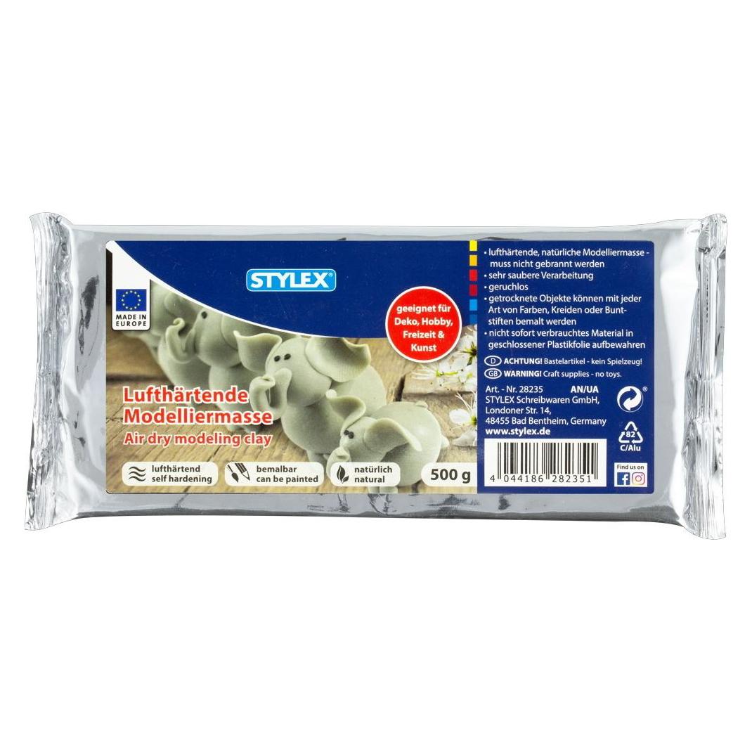 Stylex 28235 - Lufthärtende Modelliermasse, 500 g in weiss, beliebig bemalbar, geruchsneutral, au (28235)
