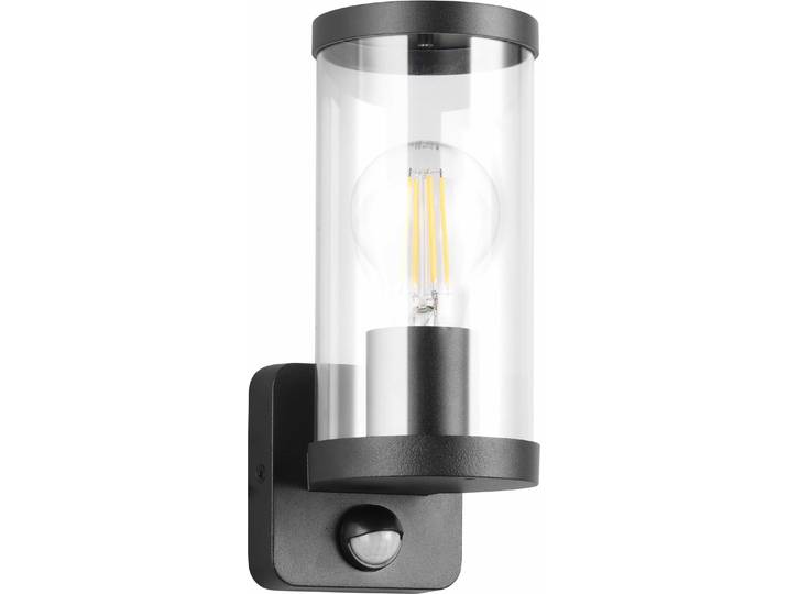 Applique d'extérieur avec détecteur de mouvement BONITO\, noire\, 1xE27x28W\, aluminium\, dimensions : 23x9\,5x9\,5 cm\, IP44\, RL