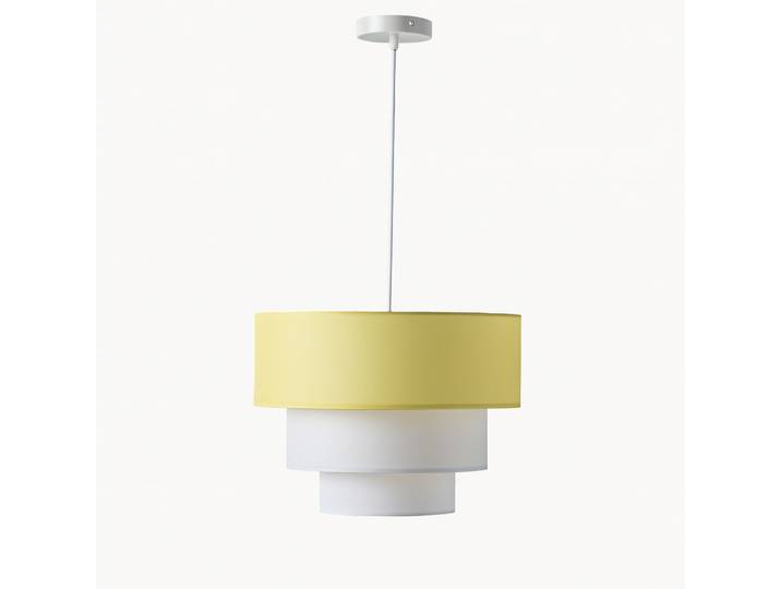 Suspension plafond textile trois niveaux blanc jaune D40 cm