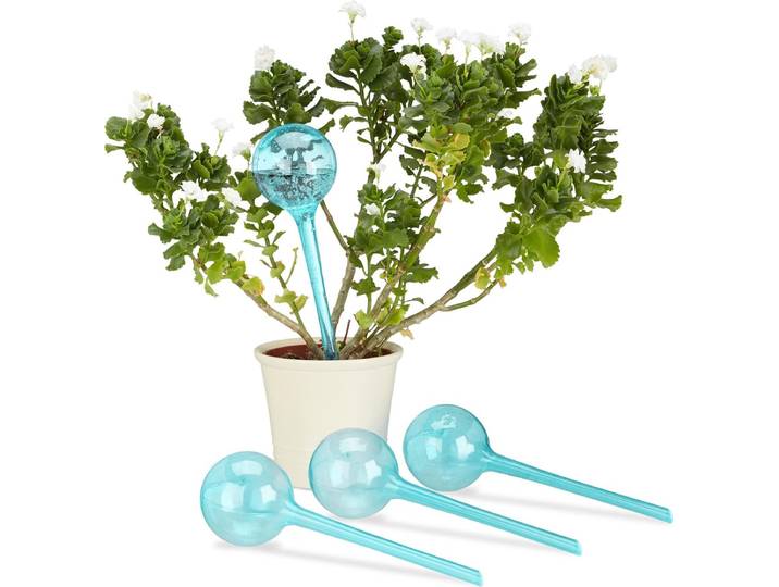 waterdruppelaar - set van 4 - watergeefsysteem - 2 weken - kamerplanten - kunststof - lichtblauw