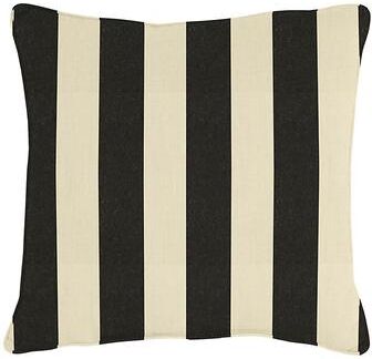 "Canopy Stripe Sunbrella Outdoor Pillow - Black/Sand Sunbrella, 16"" x 16"" - Ballard Designs"