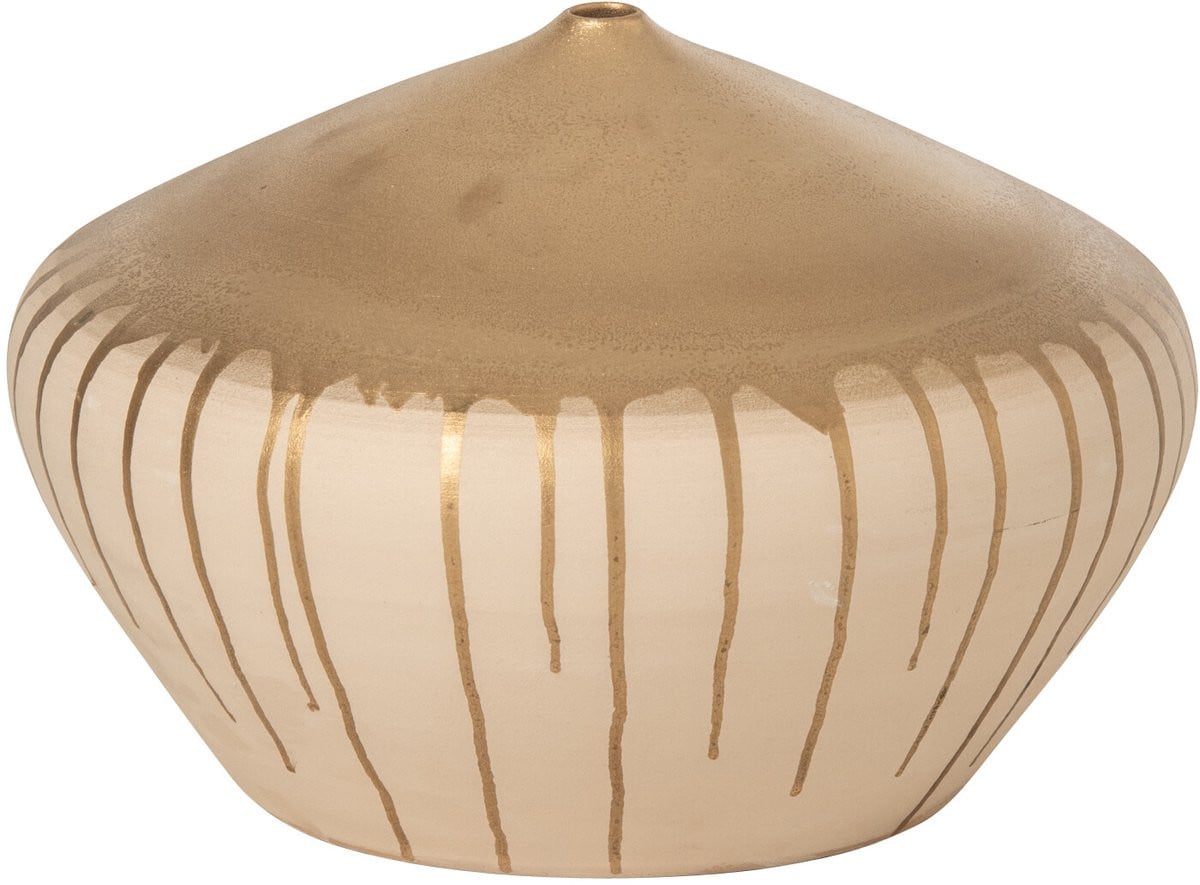 J-Line Keramische Vaas - Beige/Goud - Small