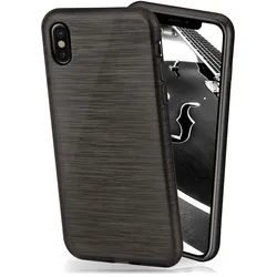 moex Brushed Case für iPhone XS – Silikon Handyhülle, Backcover in Aluminium Optik