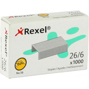 Rexel Heftklammern No.56, Typ 26/6, 2 - 20 Blatt Heftleistung, verzinkt, 1000 Stück