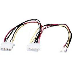 ROLINE 11031010 - 4 Pin HDD Buchse > 4 Pin HDD + 4 Pin FDD Stecker 0,3 m