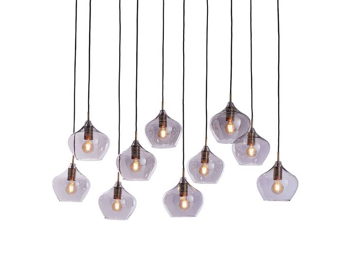 Suspension 35 x 60 x 124cm Gris/Gris Fer / Verre Ampoule électrique/LED E27