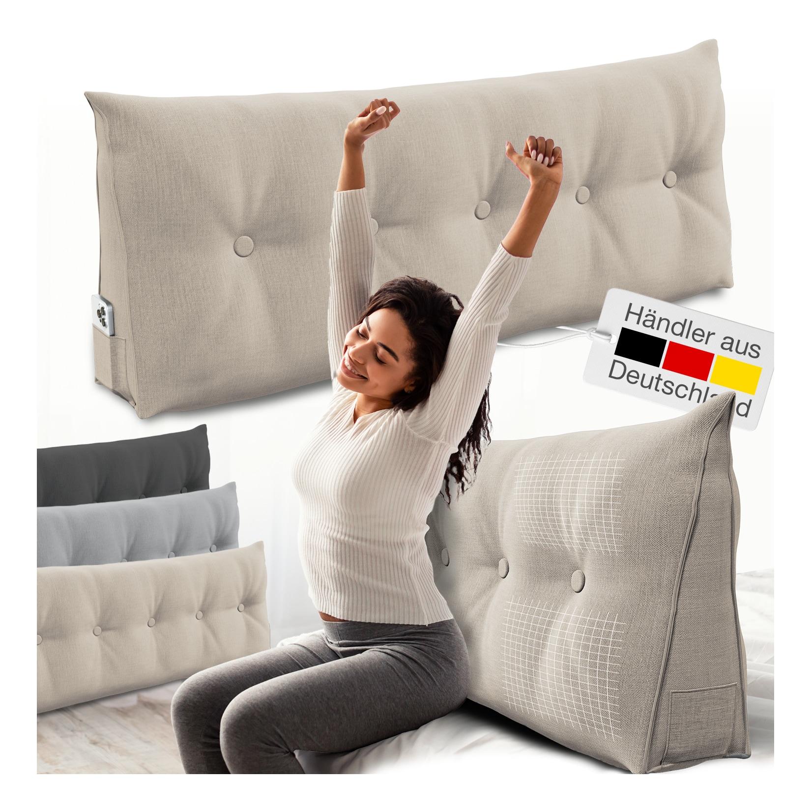 ELONEO Rückenkissen Bett- und Rückenstützkissen >Sand< 140cm
