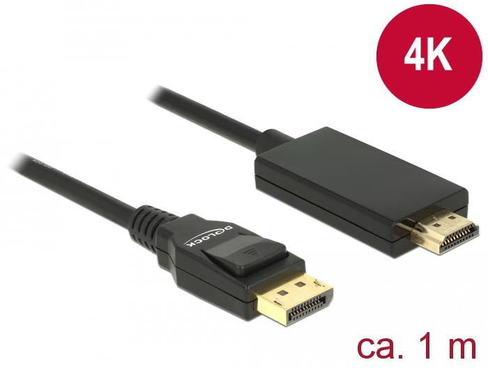 Delock 85316 DisplayPort naar HDMI kabel 4K zwart, 1,00 m