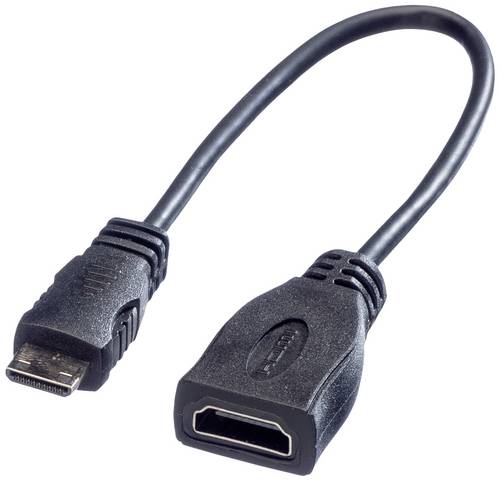 Roline HDMI Anschlusskabel HDMI-A Buchse, HDMI-Mini-C Stecker 0.15m Schwarz 11.04.5586 Geschirmt HDMI-Kabel