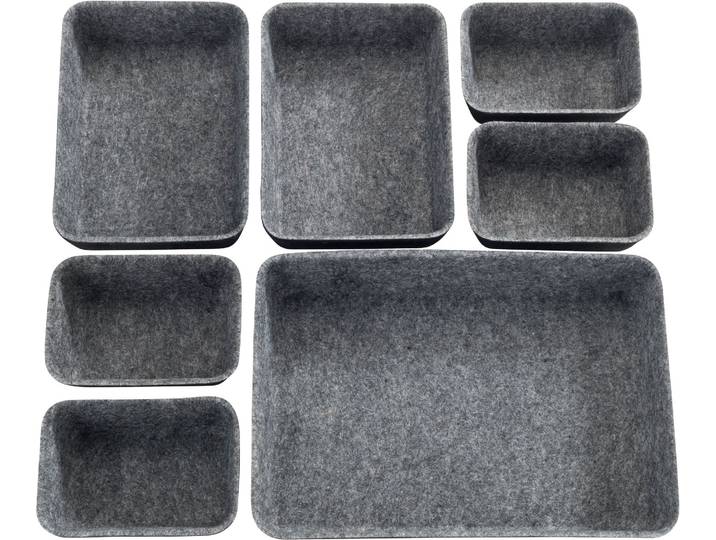 Organizer WENKO, schwarz, B:28,5cm H:5cm T:20cm, Filz, Aufbewahrungsboxen, Organizer, Aufbewahrungsboxen für Schubladen, 3 Grössen, Polyesterfilz