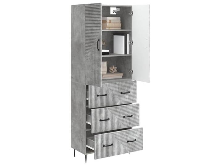 KTHLBRH Schrankset 2-teilig grau Beton 66 x 34,5 x 90 cm Technisches Holz, 3 Schubladen, 2 verstellbare Einlegeböden, 2 Türen, Wandmontage