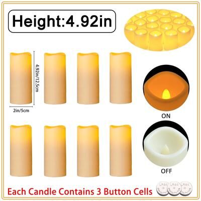 Uplifted Finds 10 To 60 Pcs LED Flameless Pillar Candles Flickering Candlelight Set For Weddings Concerts And Party Decor 4.92in 12.5cm 60 Pcs