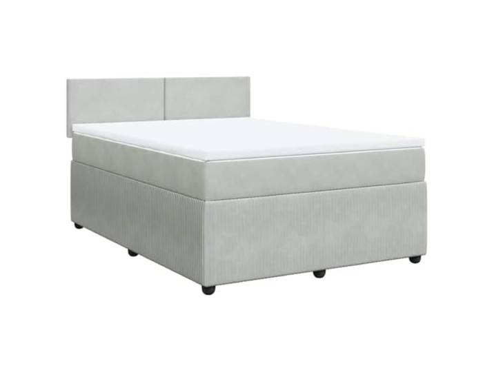 vidaXL Boxspringbett mit Matratze Hellgrau 160x200 cm Samt