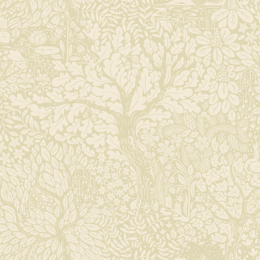 Ophelia & Co. Hjarterum Olle Forest Leaf Motif 10.05m x 53cm Matte Wallpaper Roll Cream/White