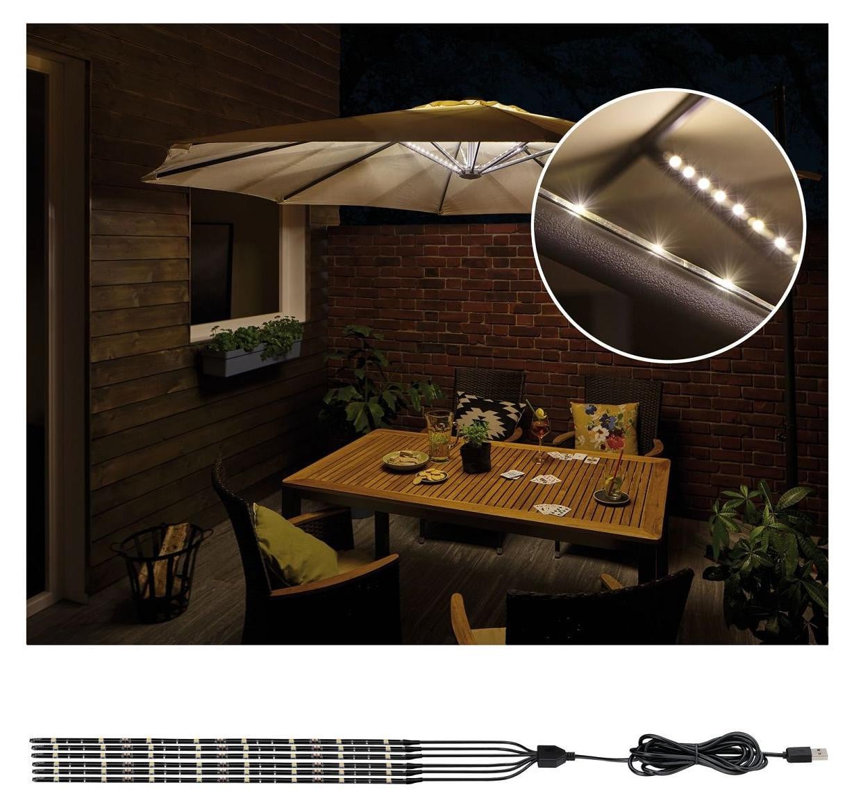 Paulmann Mobiele Parasollamp Buitenverlichting 3000K 6 x 0,27 meter