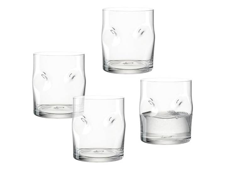 LEONARDO HOME VESUVIO Trinkglas 4 Stück 4 Farbgläser Blaseneinschlüsse Strukturoptik Charakterstark Getränkeglas Wasserbecher Softdrinks Spülmaschinengeeignet 300 ml 077381