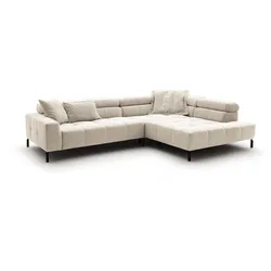 ECKSOFA MIT MOTORISCHEM SITZVORZUG OHIO Weiß Cord Relaxfunktion