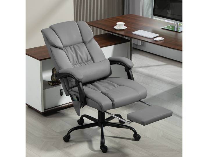 Vinsetto Fauteuil Bureau Massant Pivotant Réglable avec Repose-Pied