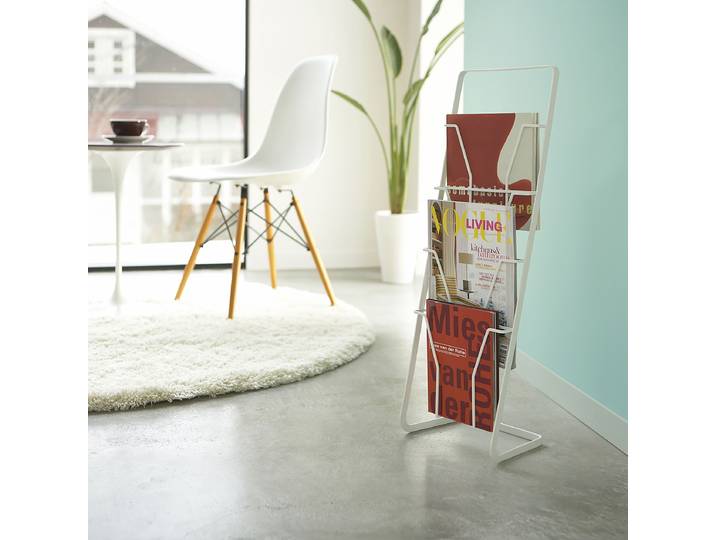 Porte-revues Tower à 4 poches 25 x 71 x 18cm Blanc/Blanc