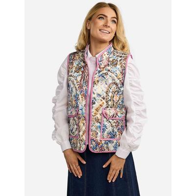 Kurzweste LIBERTÉ ESSENTIEL "Liberté Essentiel Vest MIMI", Damen, Gr. M, bunt (blau rose paisley), Obermaterial: 100% Polyester, Westen