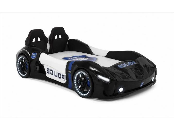 JVmoebel Autobett Autobett Kinderbett Schwarz Weiß Rennwagen LED Sportwagen, Made in Europa