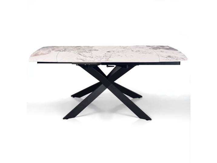 Table extensible ovale céramique/acier onyx-noir 74,5x80x120/179