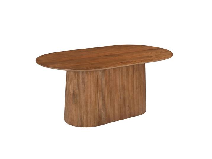 Mid.you Esstisch, Natur, Holz, Mangoholz, massiv, oval, Sockel, 100x76x180 cm, Esszimmer, Tische, Esstische, Esstische oval