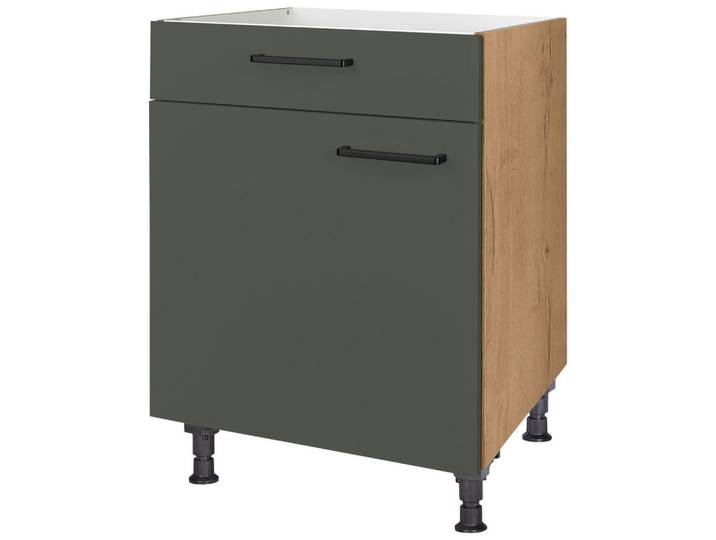 Kochfeldumbauschrank, Braun & Grün, 60x87x56 cm, Holzwerkstoff, Einzeln Stellbar, Nobilia