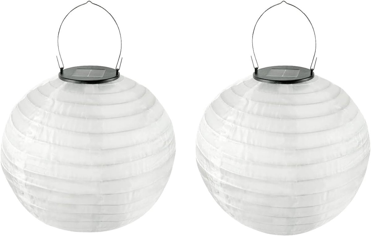 Hangende witte tuinlantaarns op zonne-energie voor buiten decoratie - 25 cm
