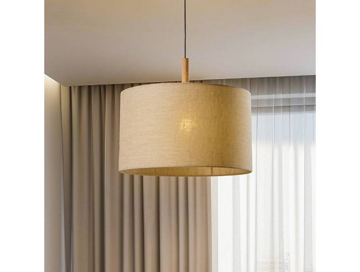 Hängeleuchte Deva Nature, einflammig, Textilschirm Nature TK Lighting, dimmbar, für Wohn- / Esszimmer, Textil / Stoff / Seide, Skandinavisch
